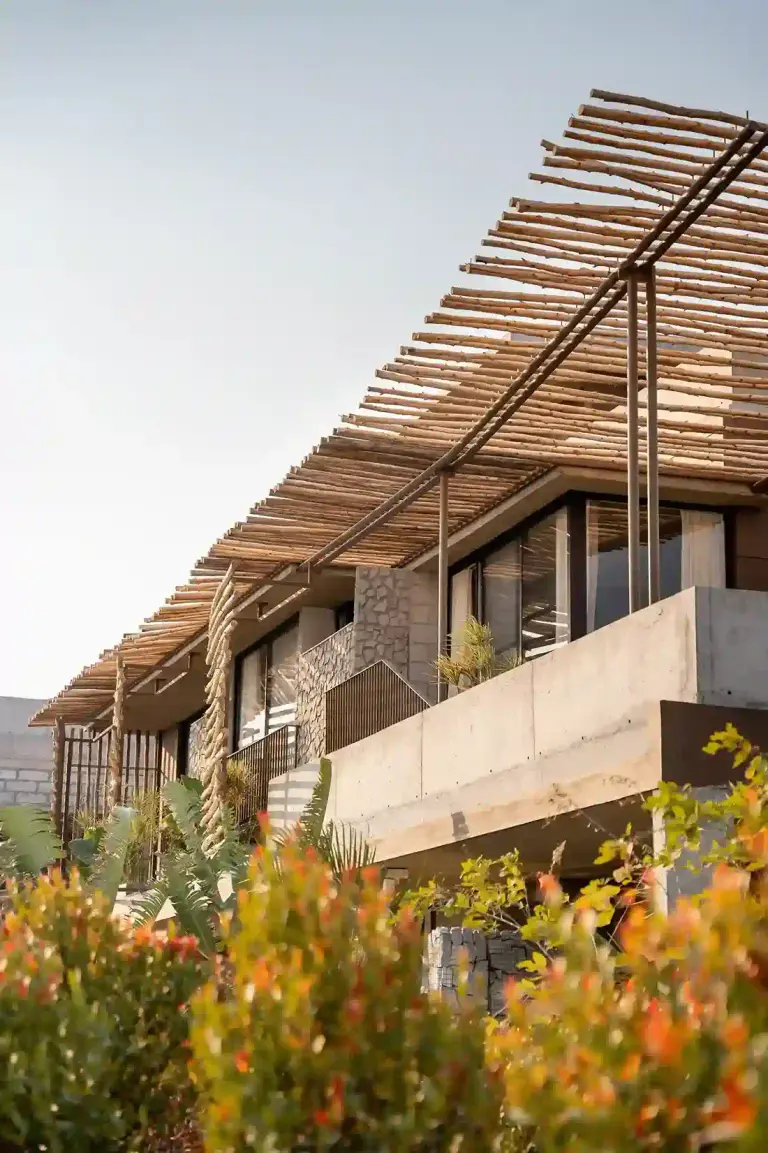 Villa Maaya's cantilevered pergola seen from below