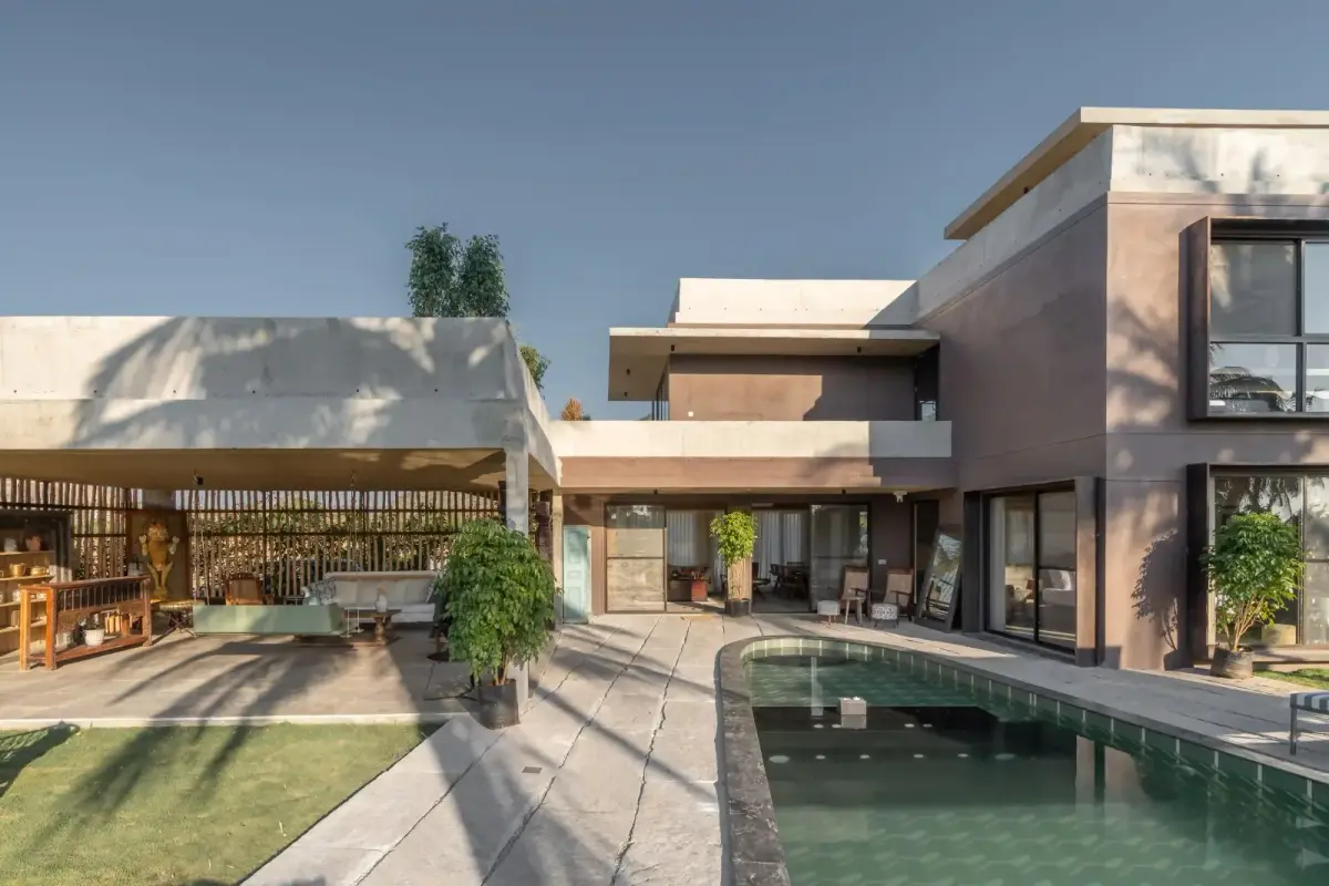 The pool courtyard at Villa Nirvaana
